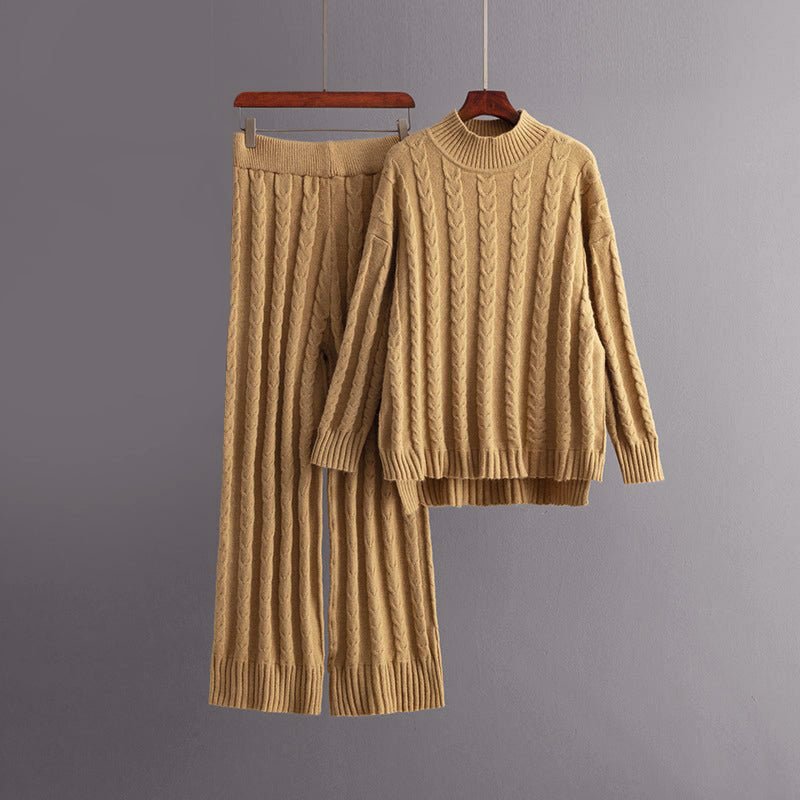 2 - Piece Knit Set with Cable Pattern for Women - Clarkandmorris