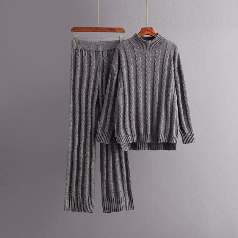 2 - Piece Knit Set with Cable Pattern for Women - Clarkandmorris