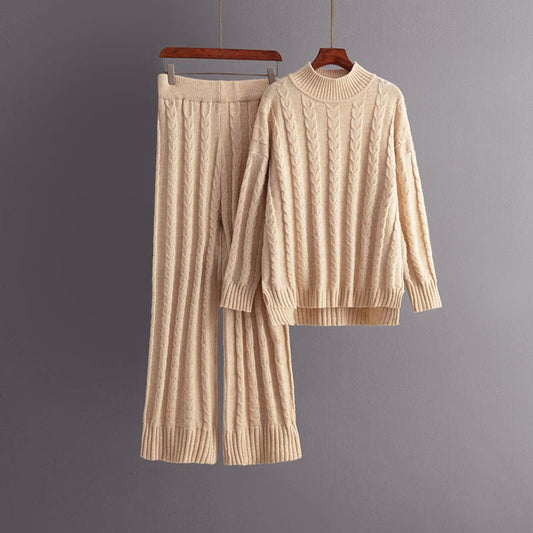 2 - Piece Knit Set with Cable Pattern for Women - Clarkandmorris