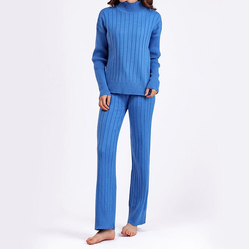 2 - Piece Set with Half - Turtleneck Sweater and Straight - Leg Pants for Women - Clarkandmorris