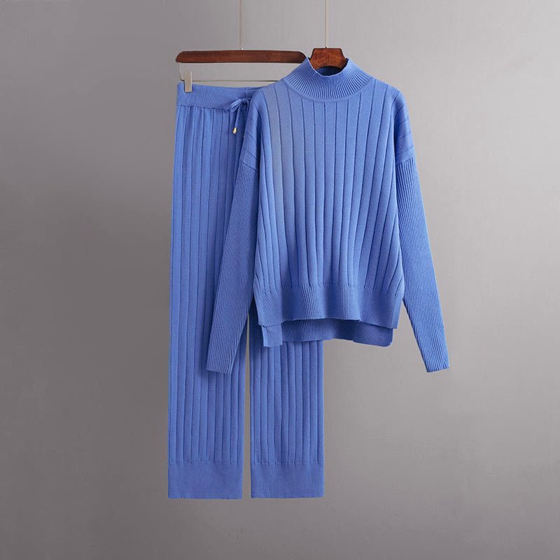 2 - Piece Set with Half - Turtleneck Sweater and Straight - Leg Pants for Women - Clarkandmorris