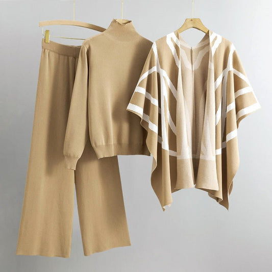 3 - Piece Knit Set with Shawl Cardigan for Women - Clarkandmorris