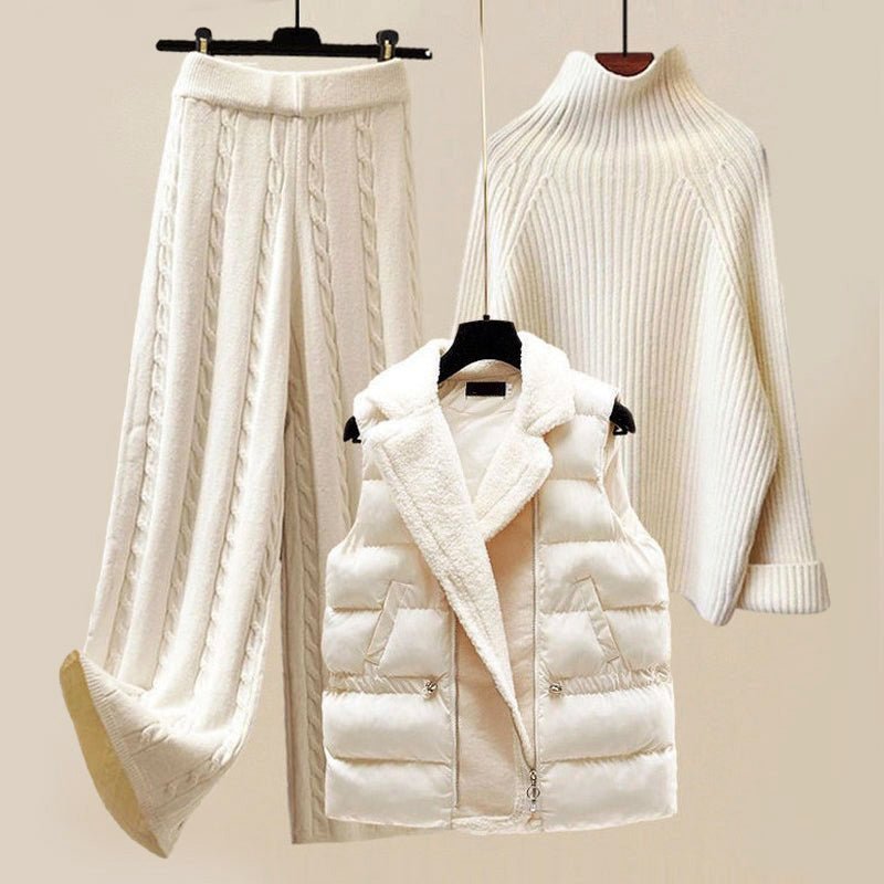 3 - Piece Set with Sweater, Pants and Puffer Vest for Women - Clarkandmorris