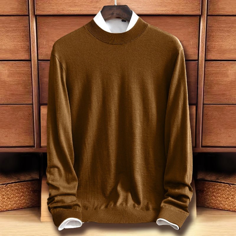 Crew Neck Fine - Knit Sweater for Men with Ribbed Detailing - Clarkandmorris