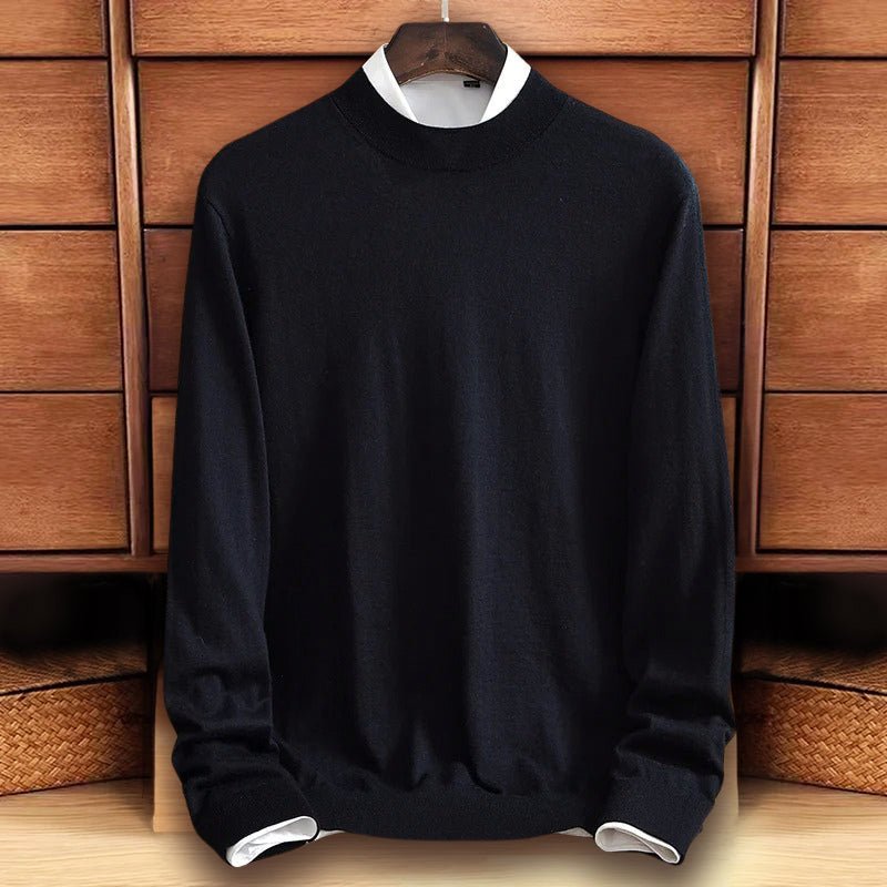 Crew Neck Fine - Knit Sweater for Men with Ribbed Detailing - Clarkandmorris