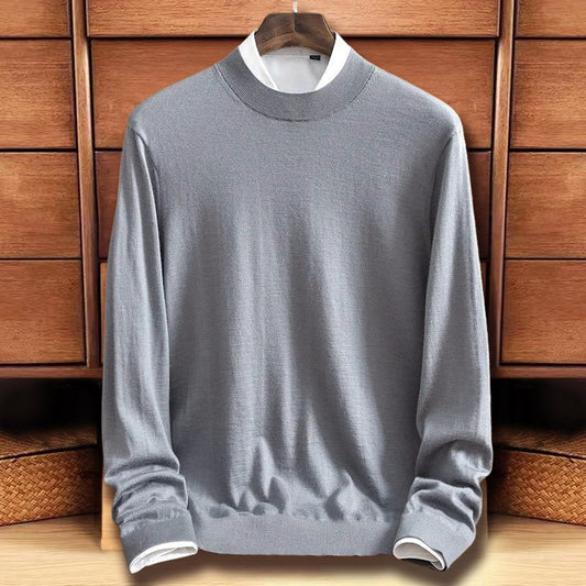 Crew Neck Fine - Knit Sweater for Men with Ribbed Detailing - Clarkandmorris