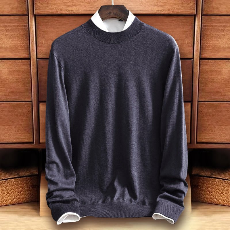 Crew Neck Fine - Knit Sweater for Men with Ribbed Detailing - Clarkandmorris