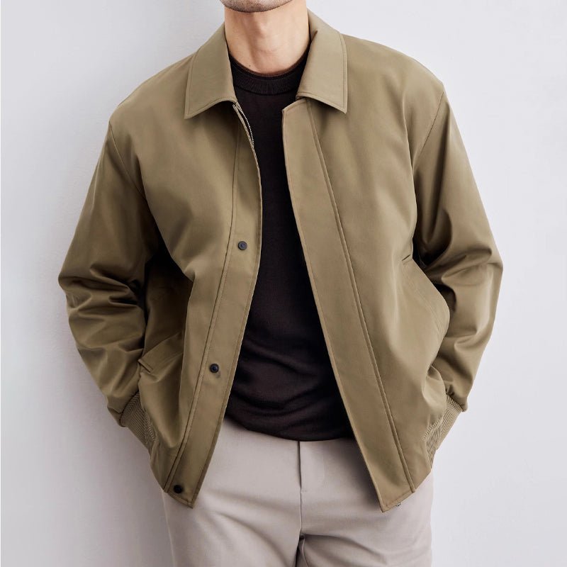 Elegant Bomber Jacket for Men with Turn - Down Collar - Clarkandmorris