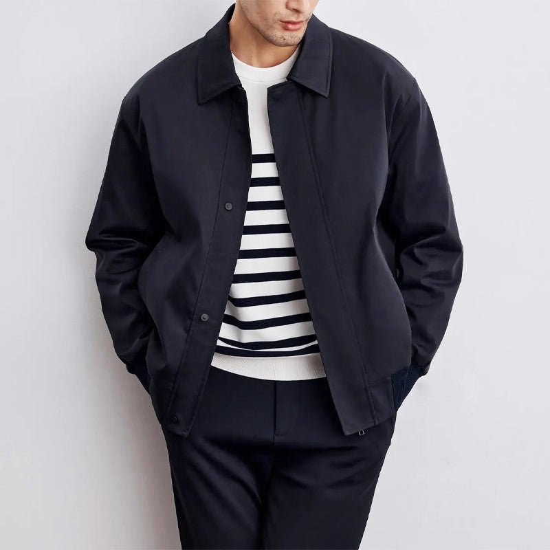 Elegant Bomber Jacket for Men with Turn - Down Collar - Clarkandmorris