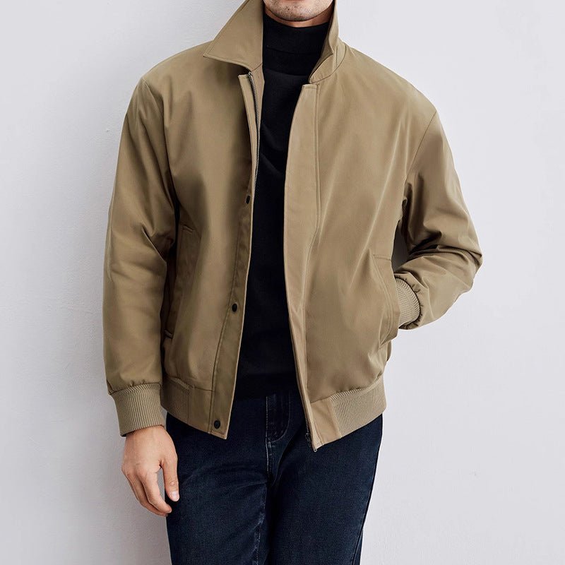 Elegant Bomber Jacket for Men with Turn - Down Collar - Clarkandmorris