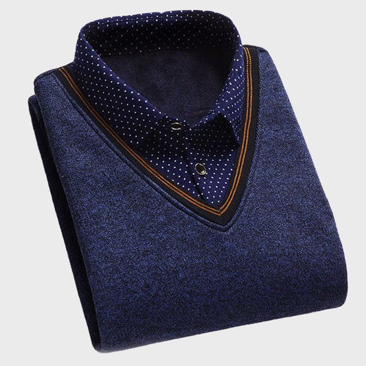 Faux - Shirt Sweater for Men with Plush Lining - Clarkandmorris