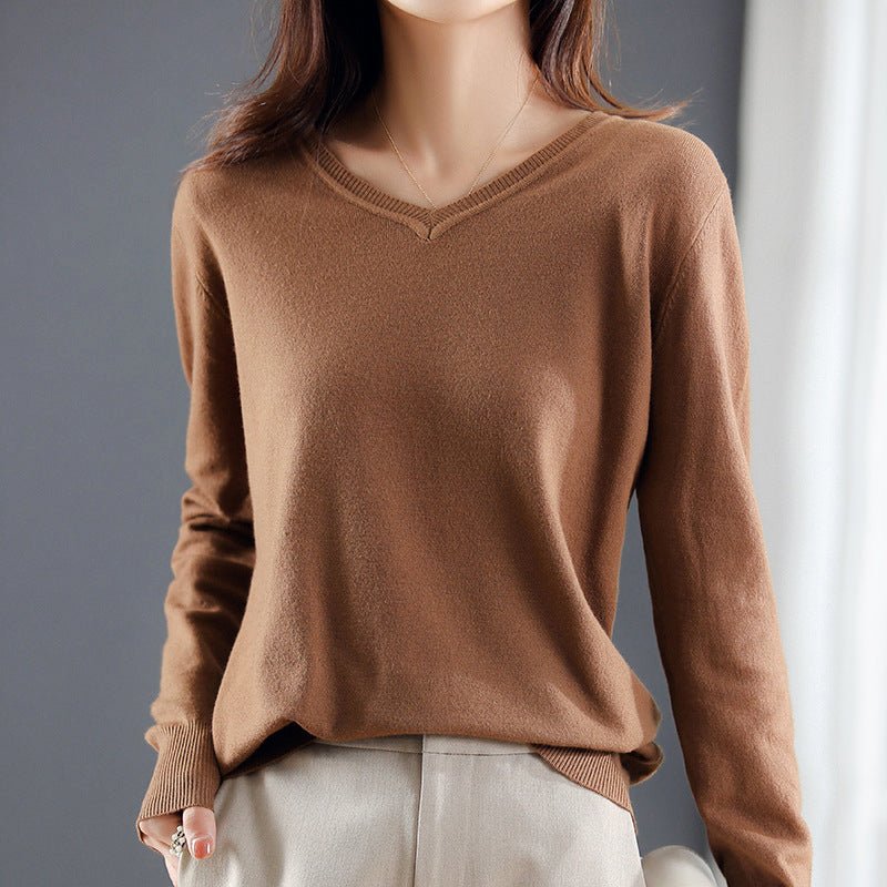 Fine - Knit V - Neck Sweater for Women - Clarkandmorris