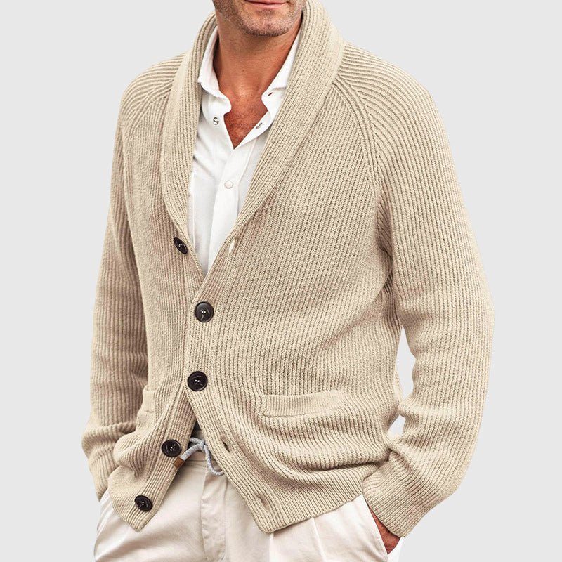 Knit Cardigan with Shawl Collar for Men - Clarkandmorris