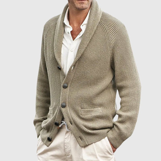 Knit Cardigan with Shawl Collar for Men - Clarkandmorris