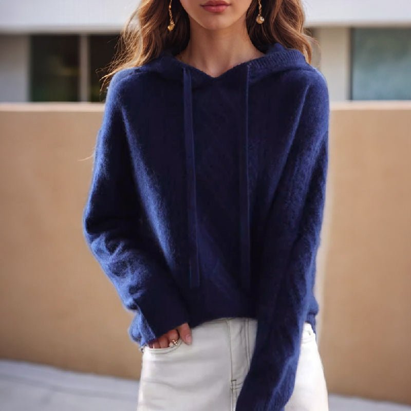 Knit Hoodie for Women with Drawstrings - Clarkandmorris