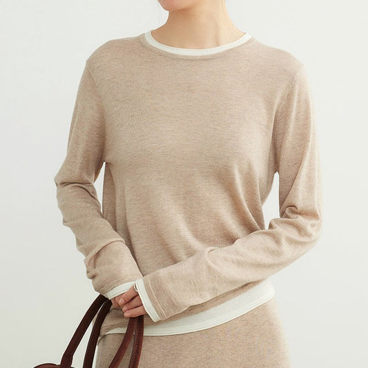 Layered - Look Wool Blend Sweater for Women - Clarkandmorris