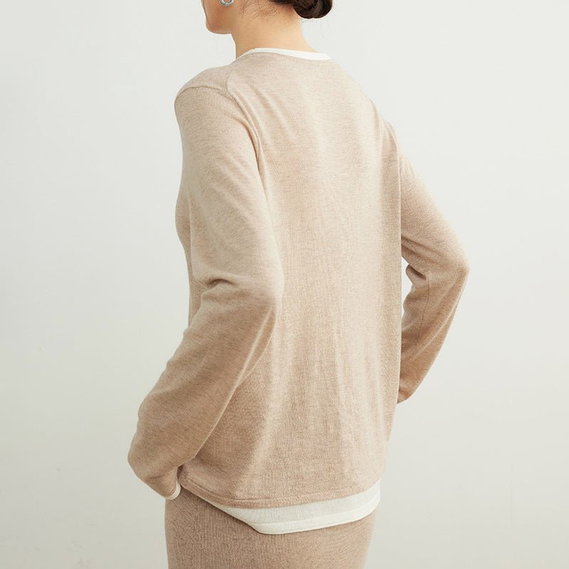 Layered - Look Wool Blend Sweater for Women - Clarkandmorris