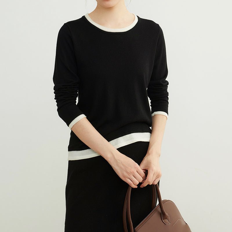 Layered - Look Wool Blend Sweater for Women - Clarkandmorris