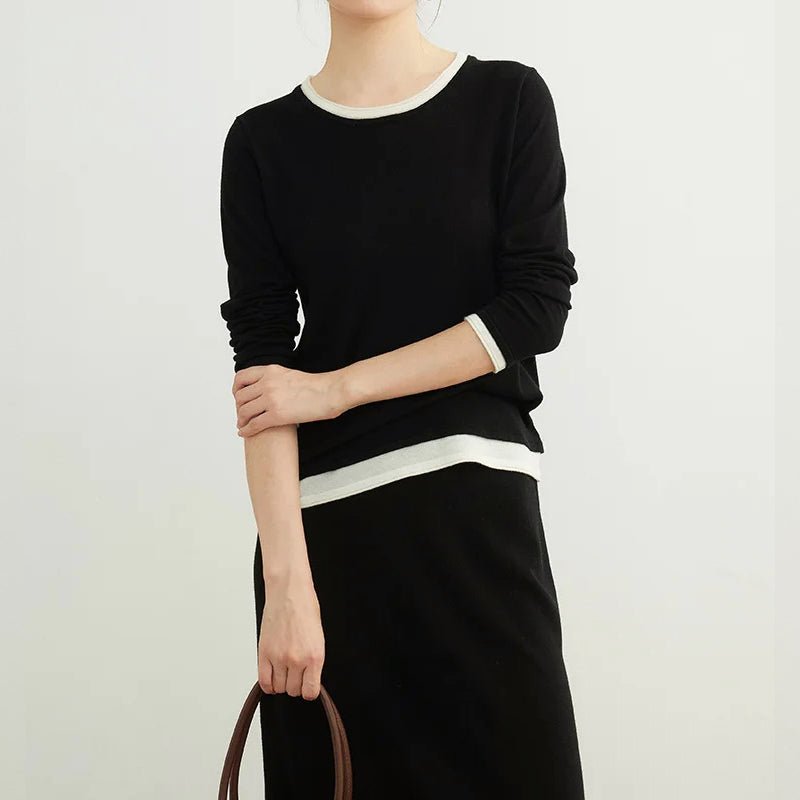 Layered - Look Wool Blend Sweater for Women - Clarkandmorris
