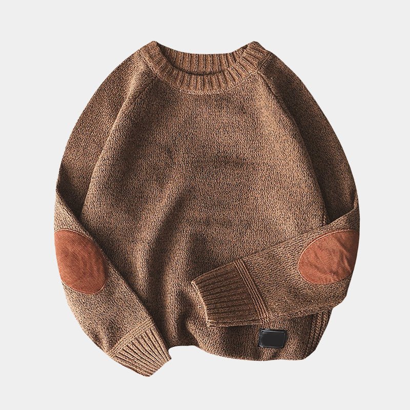 Loose Fit Sweater for Men with Patchwork Elbows - Clarkandmorris