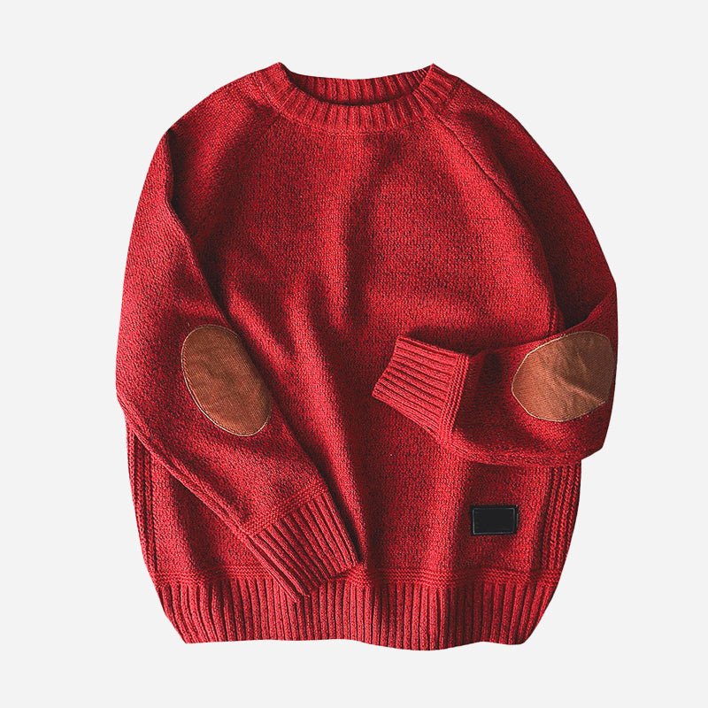 Loose Fit Sweater for Men with Patchwork Elbows - Clarkandmorris