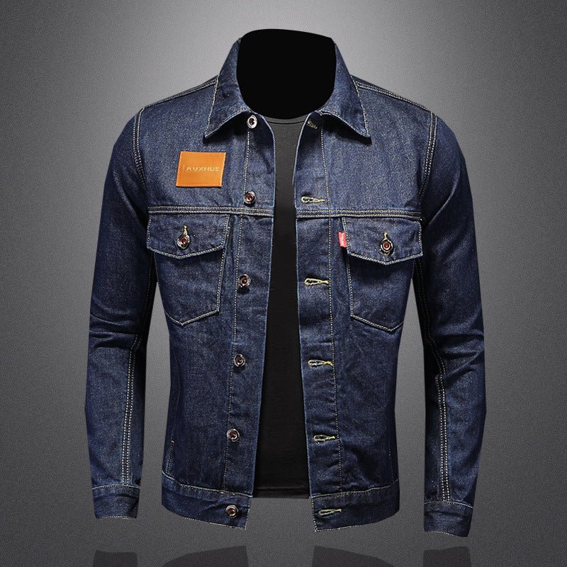 Slim - Fit Denim Jacket for Men with Turn - Down Collar - Clarkandmorris