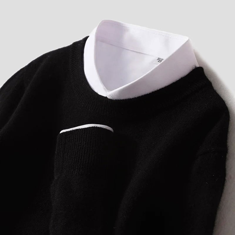 Wool Sweater for Men with Round Neckline - Clarkandmorris