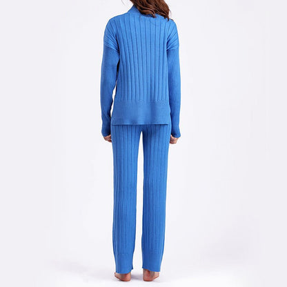 2 - Piece Set with Half - Turtleneck Sweater and Straight - Leg Pants for Women - Clarkandmorris