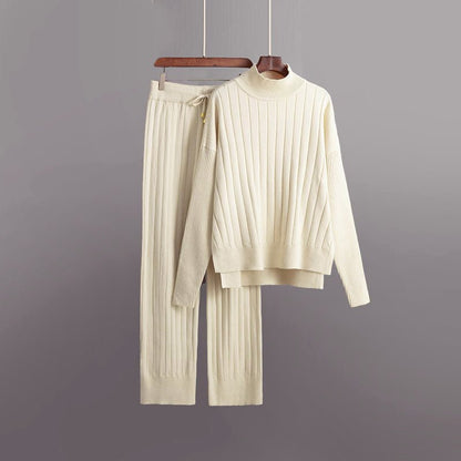 2 - Piece Set with Half - Turtleneck Sweater and Straight - Leg Pants for Women - Clarkandmorris