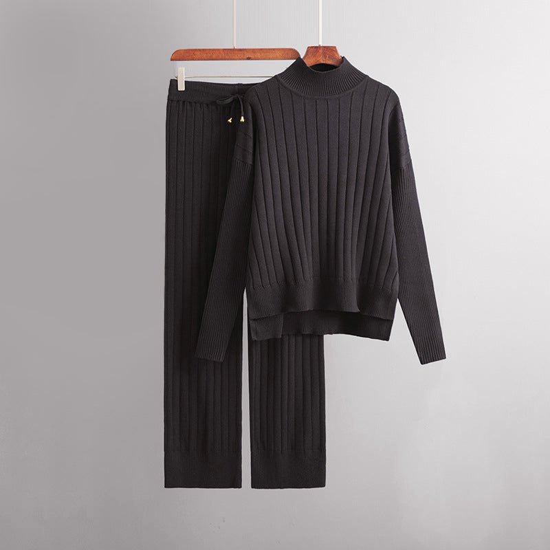 2 - Piece Set with Half - Turtleneck Sweater and Straight - Leg Pants for Women - Clarkandmorris