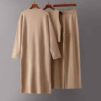 3 - Piece Knit Set with Extra - Long Cardigan for Women - Clarkandmorris