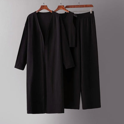 3 - Piece Knit Set with Extra - Long Cardigan for Women - Clarkandmorris