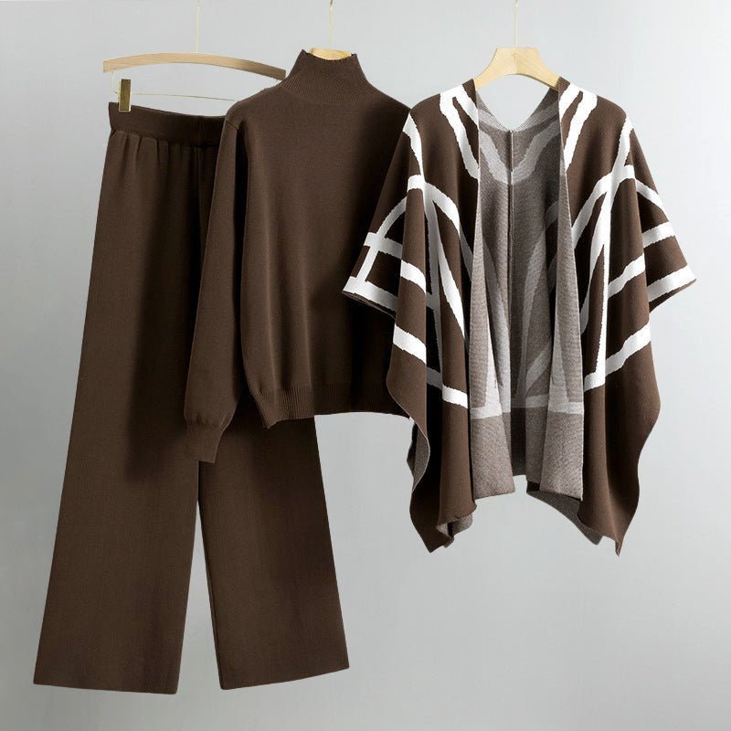 3 - Piece Knit Set with Shawl Cardigan for Women - Clarkandmorris