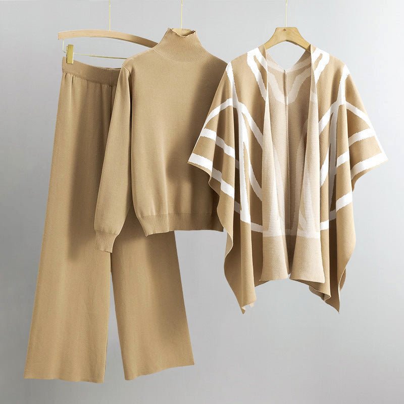3 - Piece Knit Set with Shawl Cardigan for Women - Clarkandmorris