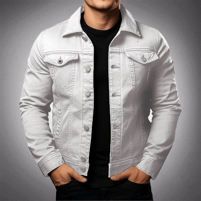 Classic Denim Jacket for Men with Chest Pockets - Clarkandmorris