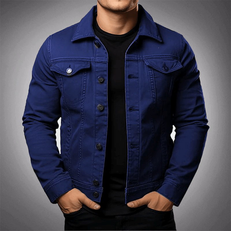 Classic Denim Jacket for Men with Chest Pockets - Clarkandmorris
