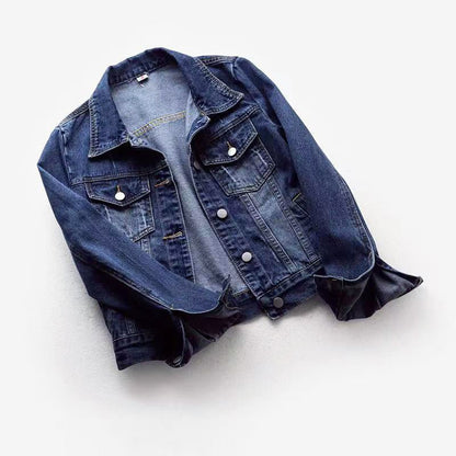 Cotton Denim Jacket for Women with Chest Pockets - Clarkandmorris
