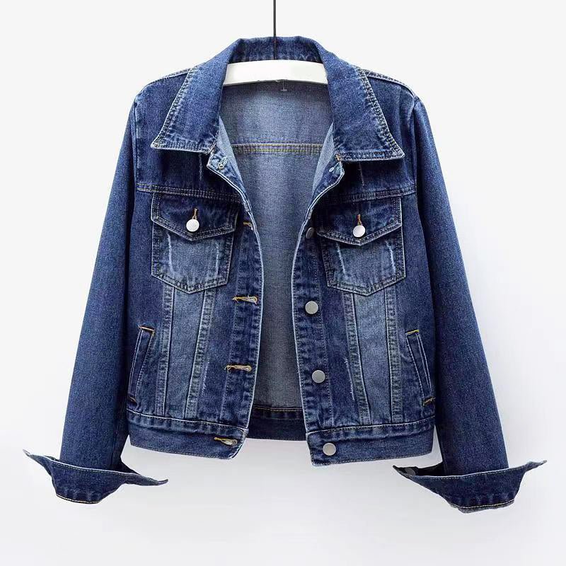 Cotton Denim Jacket for Women with Chest Pockets - Clarkandmorris