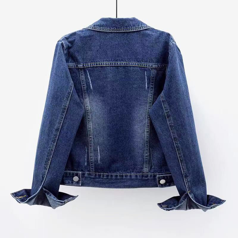 Cotton Denim Jacket for Women with Chest Pockets - Clarkandmorris