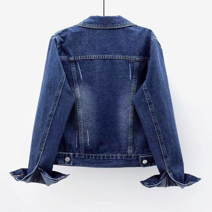 Cotton Denim Jacket for Women with Chest Pockets - Clarkandmorris