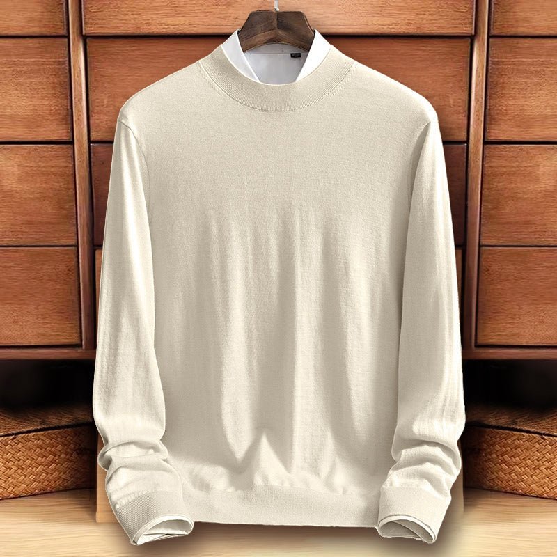 Crew Neck Fine - Knit Sweater for Men with Ribbed Detailing - Clarkandmorris