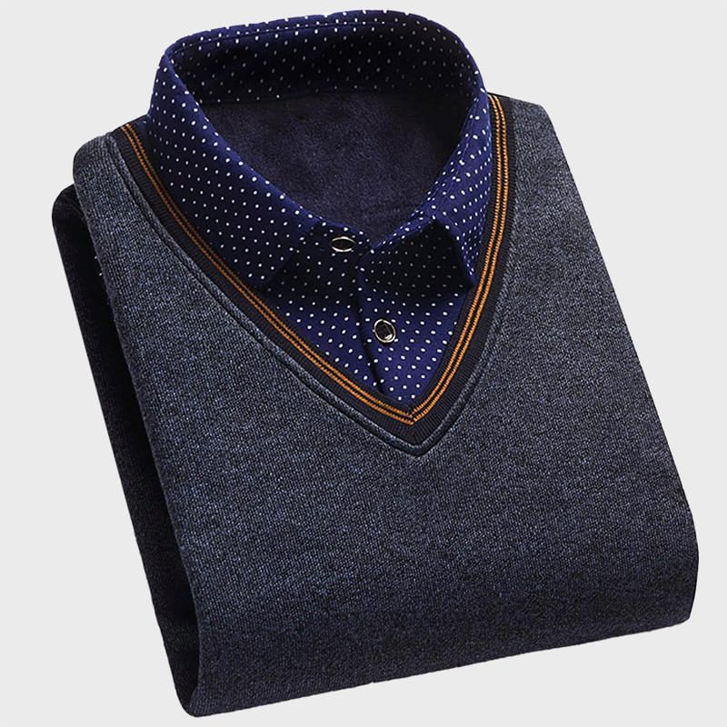 Faux - Shirt Sweater for Men with Plush Lining - Clarkandmorris