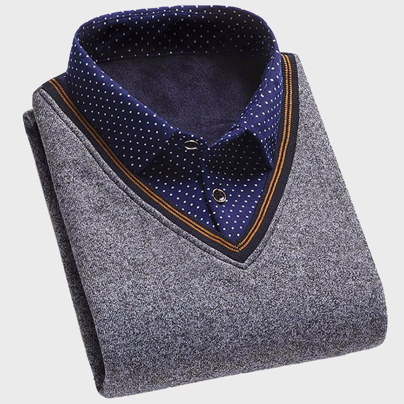 Faux - Shirt Sweater for Men with Plush Lining - Clarkandmorris