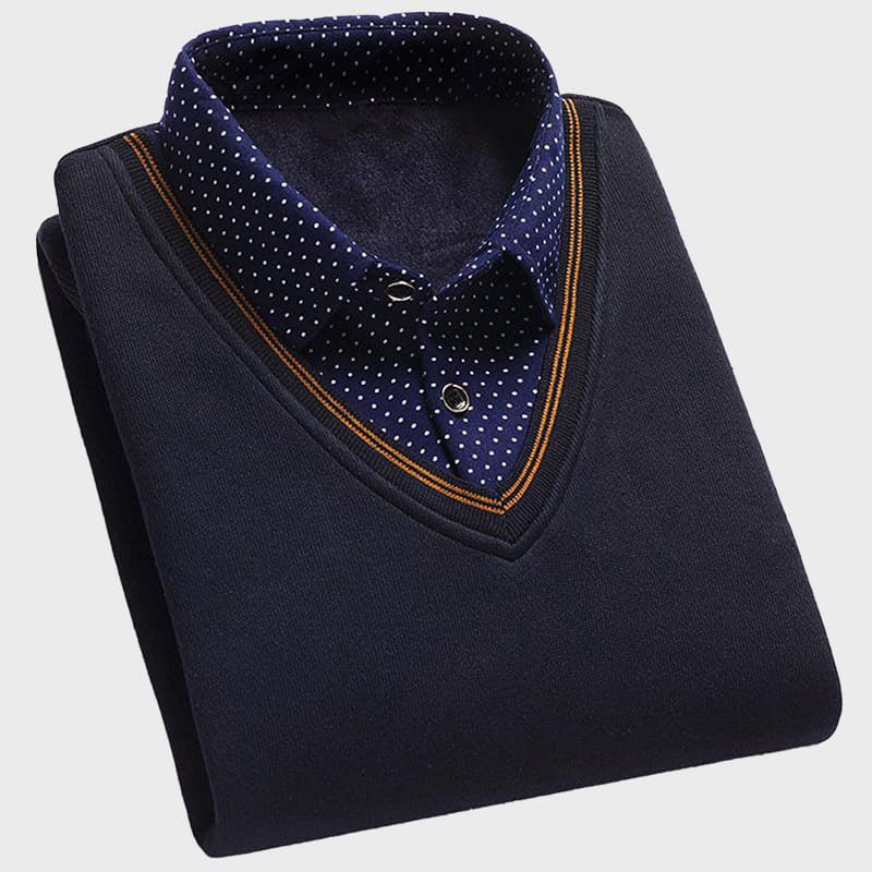 Faux - Shirt Sweater for Men with Plush Lining - Clarkandmorris