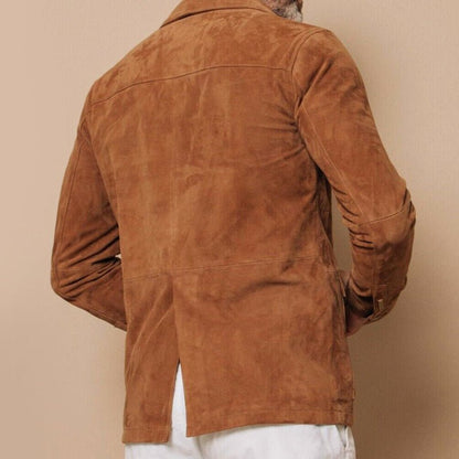 Faux Suede Jacket for Men with Multiple Pockets - Clarkandmorris