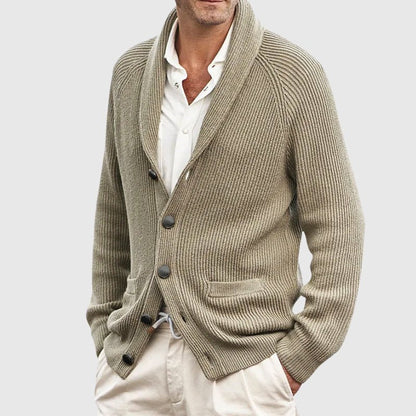 Knit Cardigan with Shawl Collar for Men - Clarkandmorris