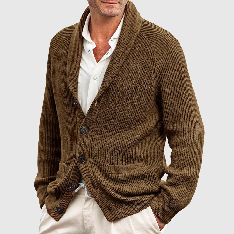 Knit Cardigan with Shawl Collar for Men - Clarkandmorris