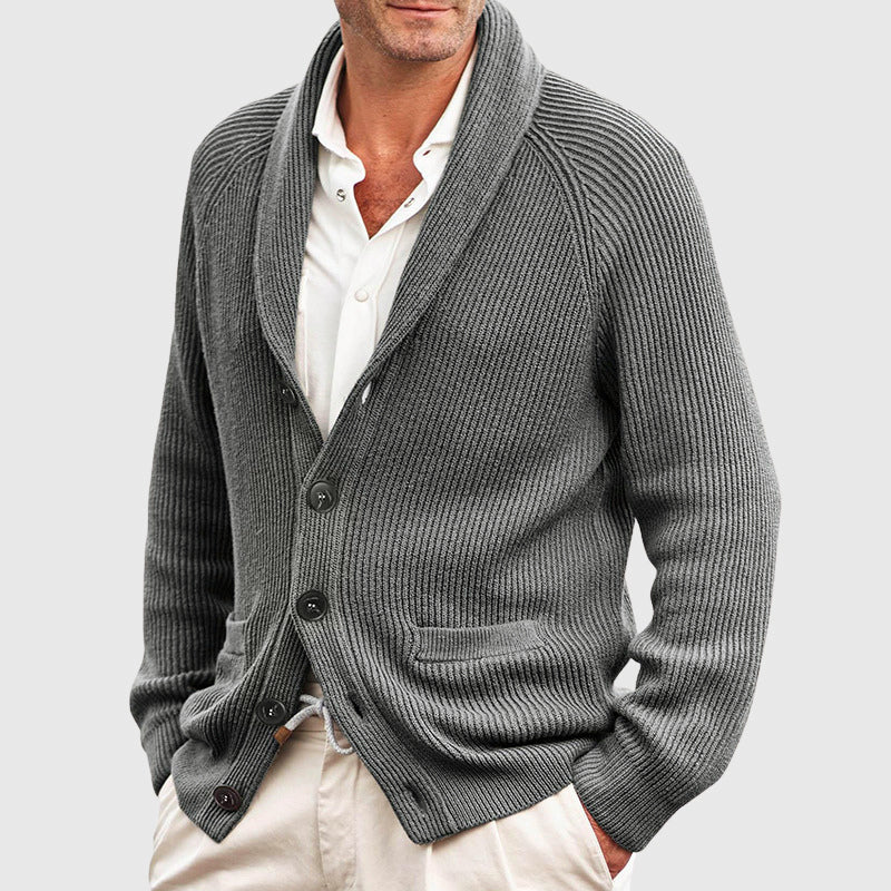 Knit Cardigan with Shawl Collar for Men - Clarkandmorris