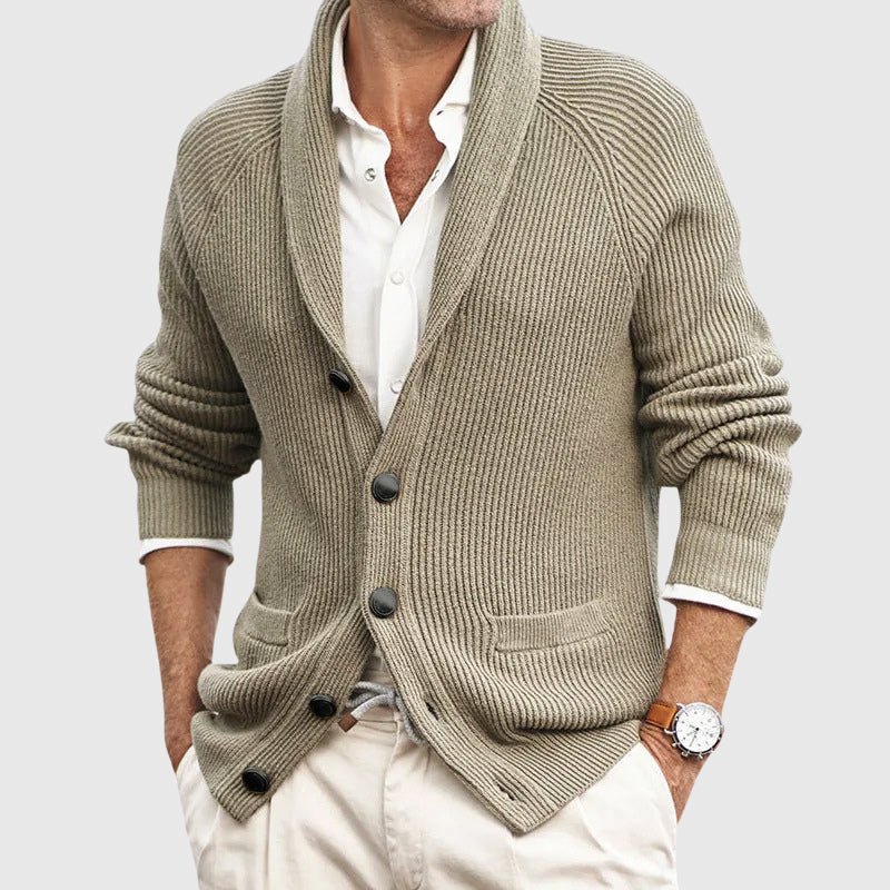 Knit Cardigan with Shawl Collar for Men - Clarkandmorris