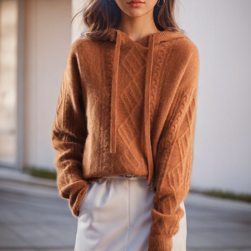 Knit Hoodie for Women with Drawstrings - Clarkandmorris